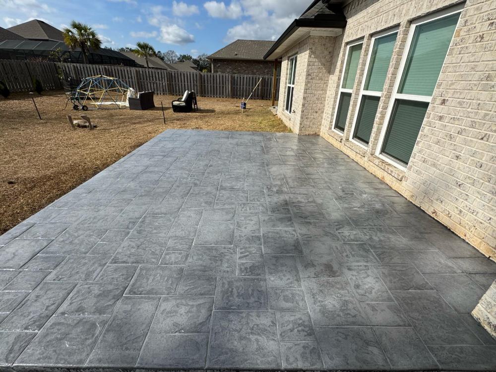 Stamped Concrete Patio Installation In Pensacola, FL